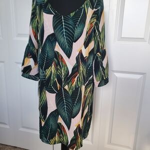 Green Dolman Sleeve Midi Dress with Scoop Neck